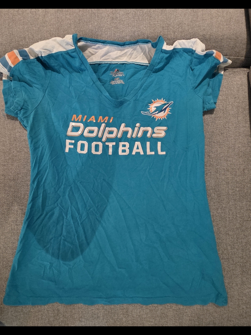 Miami Dolphins Teal V-Neck Football Tee